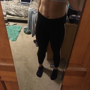 Athleta leggings with white stripe